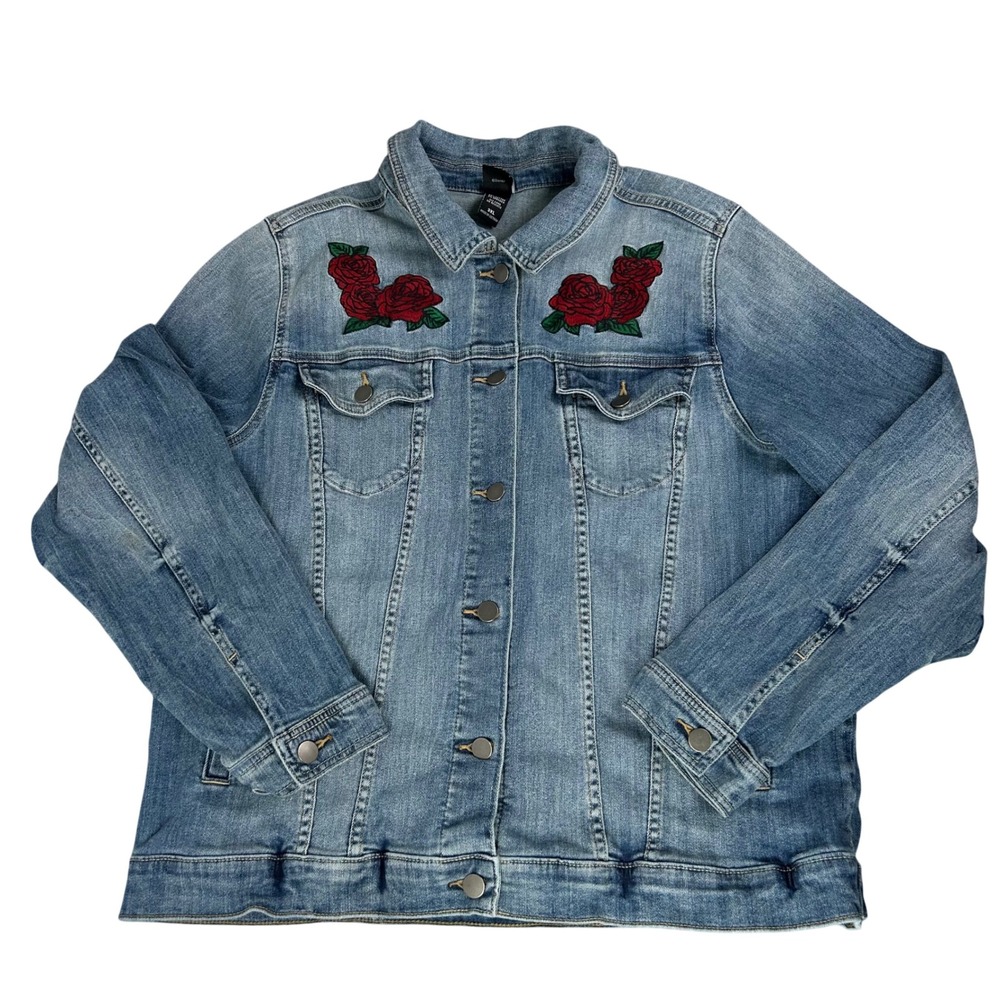 Disney Beauty and the Beast Rose Denim Jacket Women's 3XL Tale as Old as Time